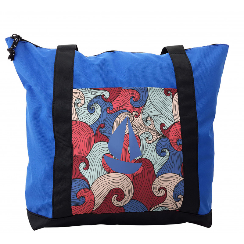 Blue Boat Silhouette Shoulder Bag