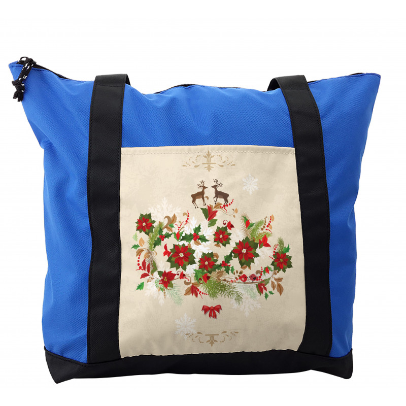 Flower Reindeer Motif Shoulder Bag