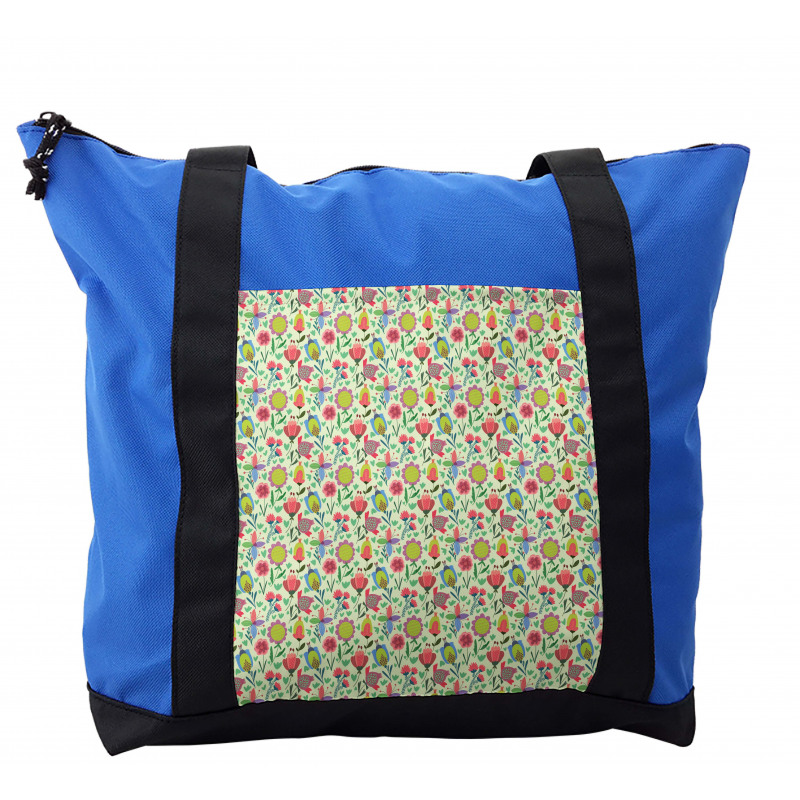 Doodle Blooming Tulips Shoulder Bag