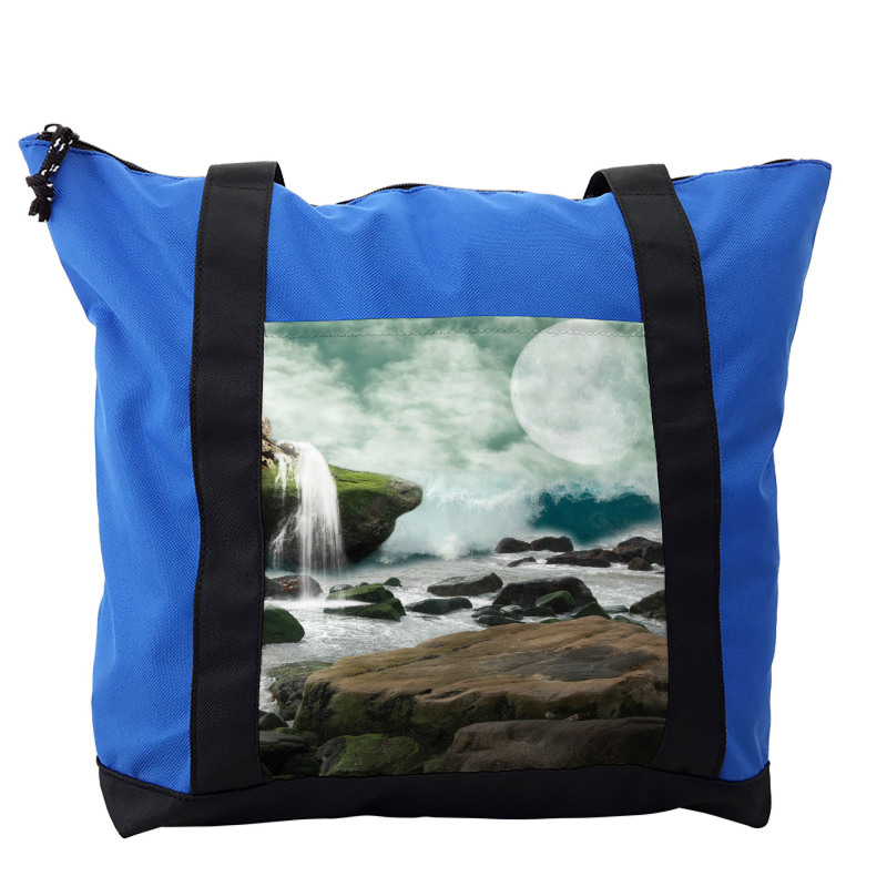 Waterfall Foggy Full Moon Shoulder Bag