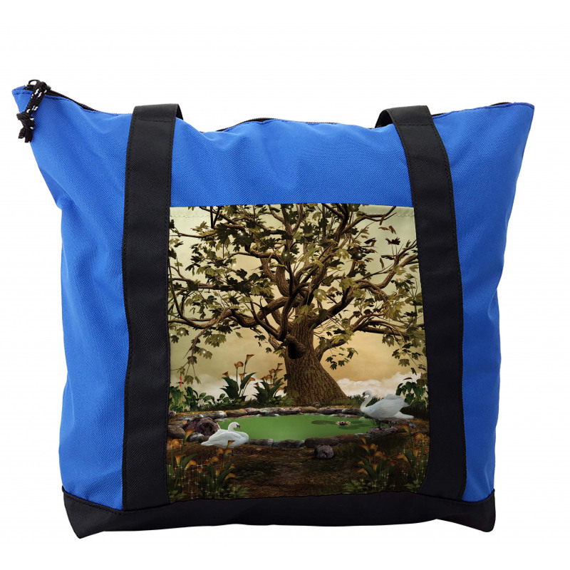 Forest Tree Pond and Swans Shoulder Bag