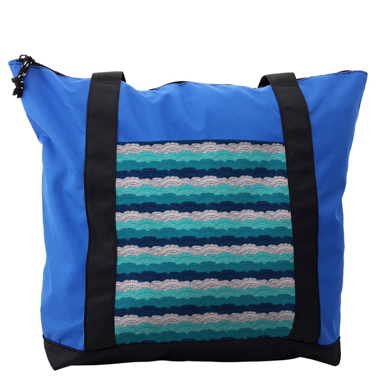 Ornamental Waves in Blue Tones Shoulder Bag