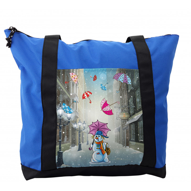 Cartoon Snowman and Umbrella Shoulder Bag