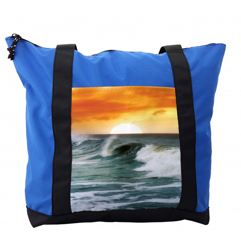 Sunset over Wavy Ocean Shoulder Bag
