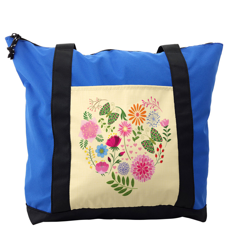 Colorful Flowers Butterflies Shoulder Bag