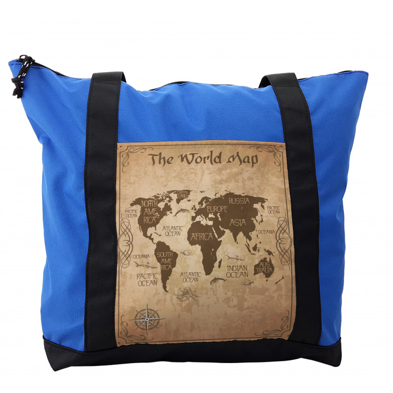 Vintage Topographic Image Shoulder Bag