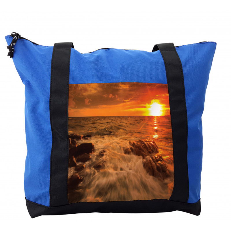 Ocean with Rocks at Sunset Shoulder Bag