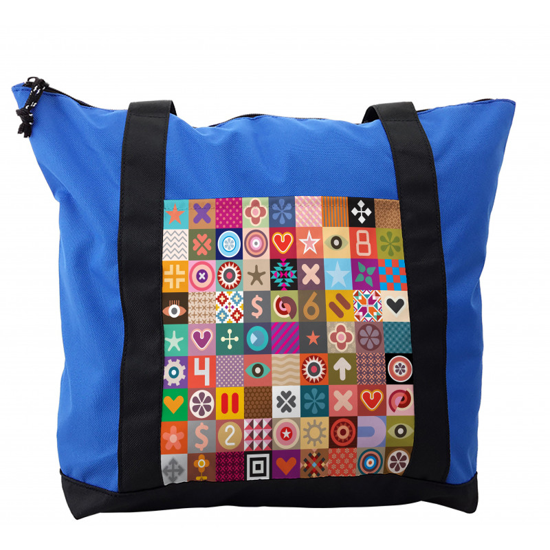 Multi Patterned Squares Shoulder Bag