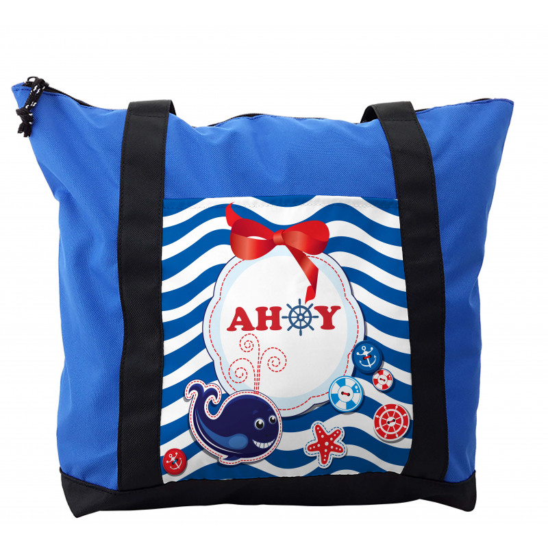 Marine Ahoy Cartoon Whale Shoulder Bag