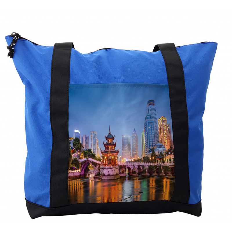 China Cityscape at Dusk Time Shoulder Bag