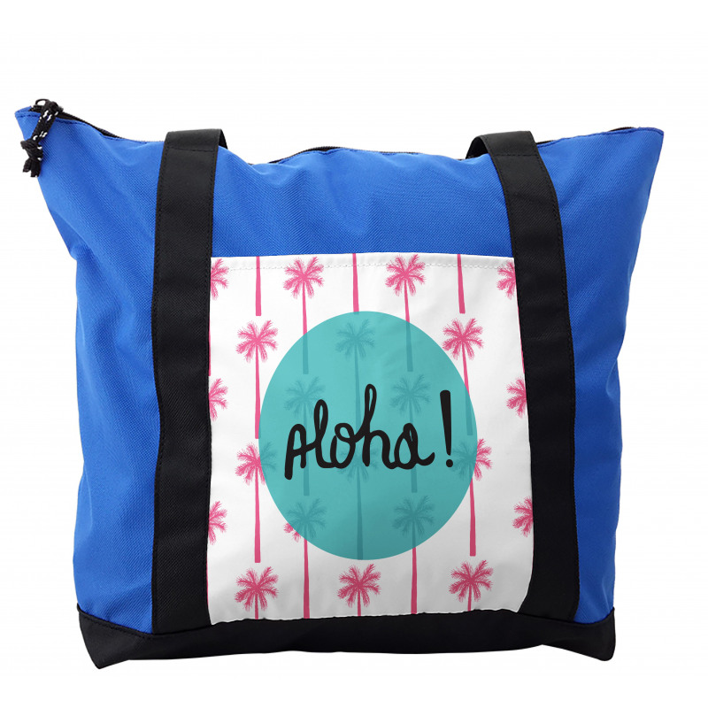 Palm Trees and Text in Circle Shoulder Bag