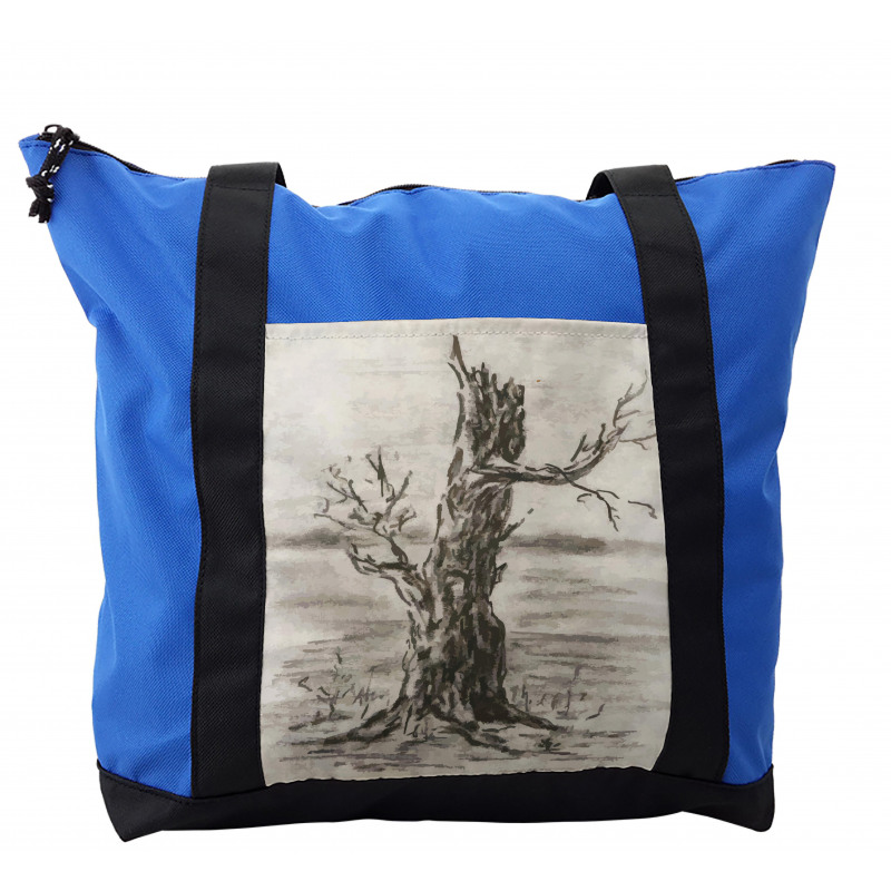 Monochrome Tree Drawing Shoulder Bag