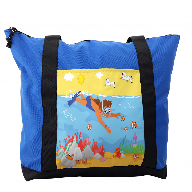 Girl Diving Nautical Layout Shoulder Bag