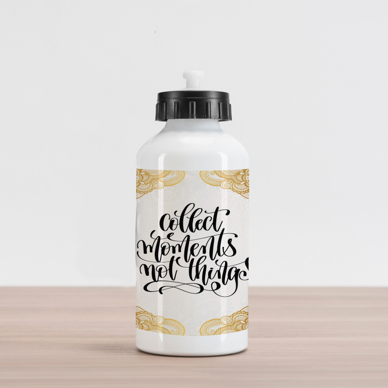 Ornamental Print Cursive Font Aluminum Water Bottle