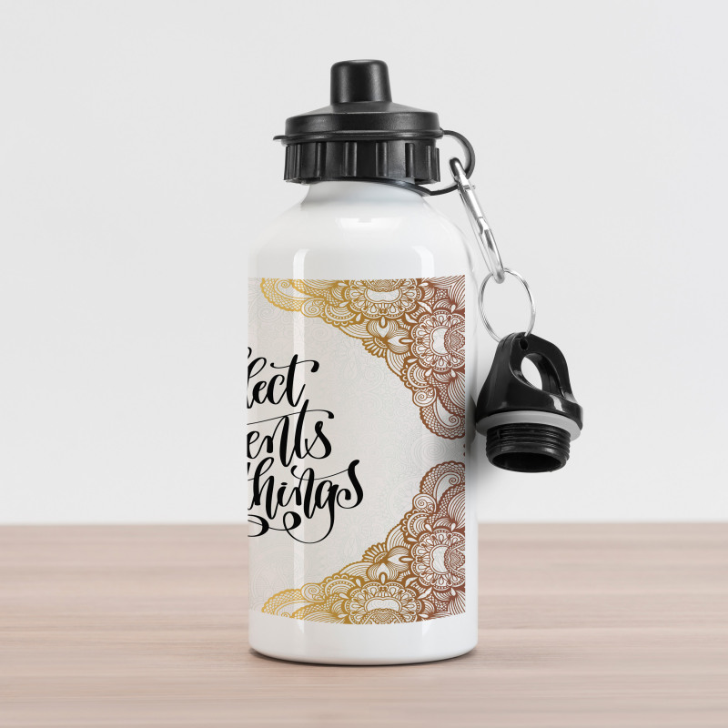 Ornamental Print Cursive Font Aluminum Water Bottle