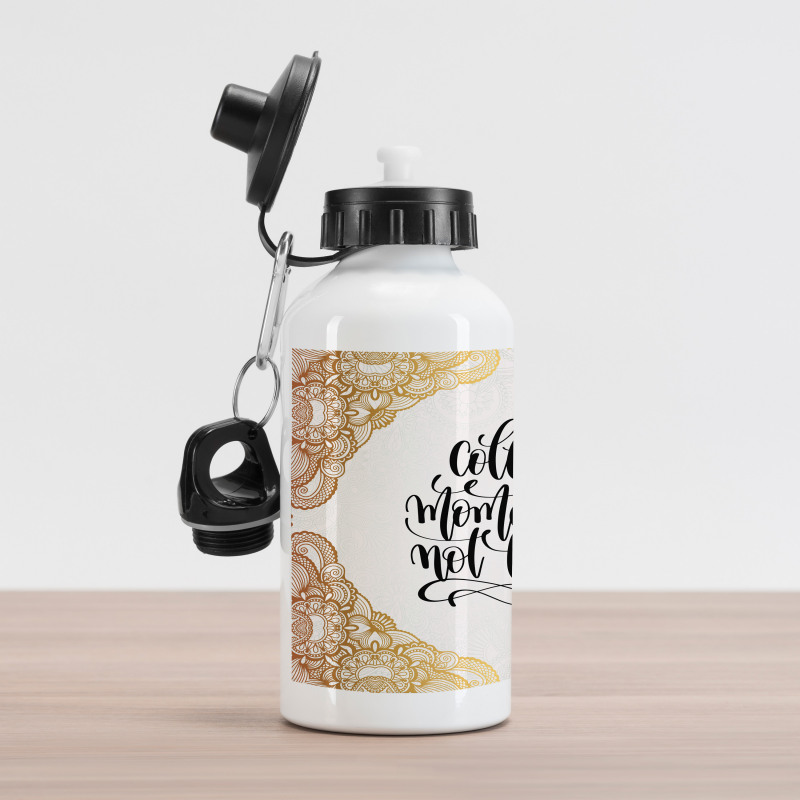 Ornamental Print Cursive Font Aluminum Water Bottle