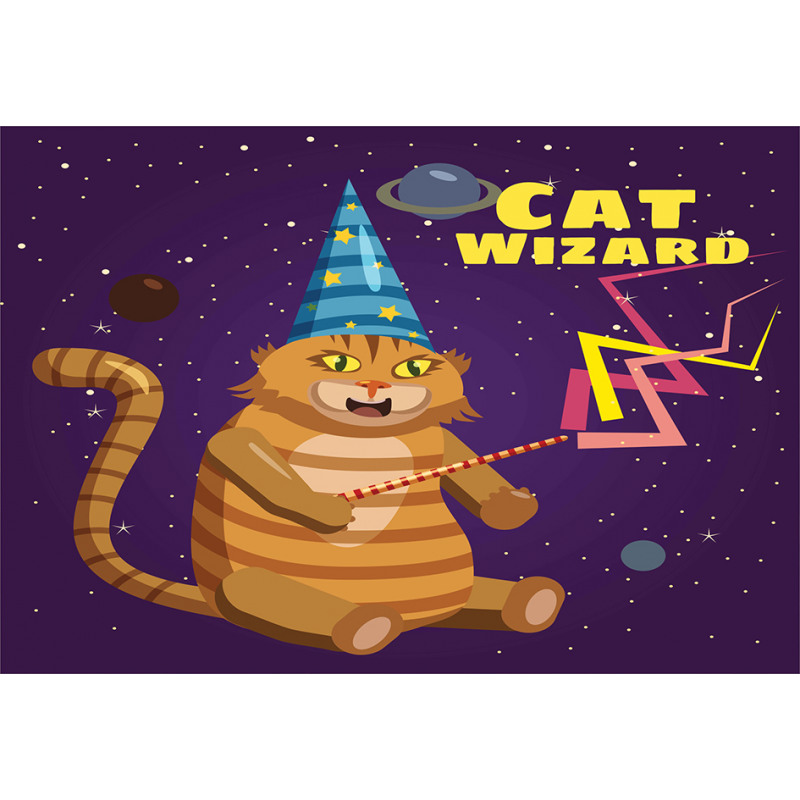 Cat Wizard Funny Cartoon Aluminum Water Bottle