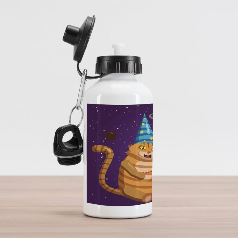 Cat Wizard Funny Cartoon Aluminum Water Bottle