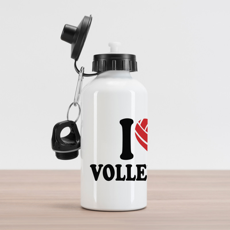 I Love Volleyball Text Aluminum Water Bottle