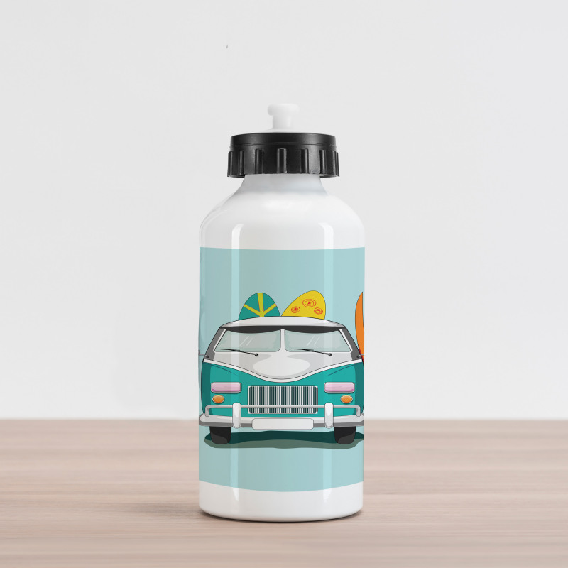 Retro Van Colorful Surfboard Aluminum Water Bottle