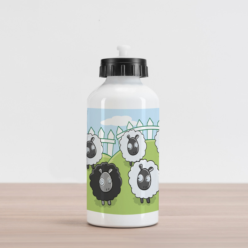 Dark Color and White Sheep Aluminum Water Bottle