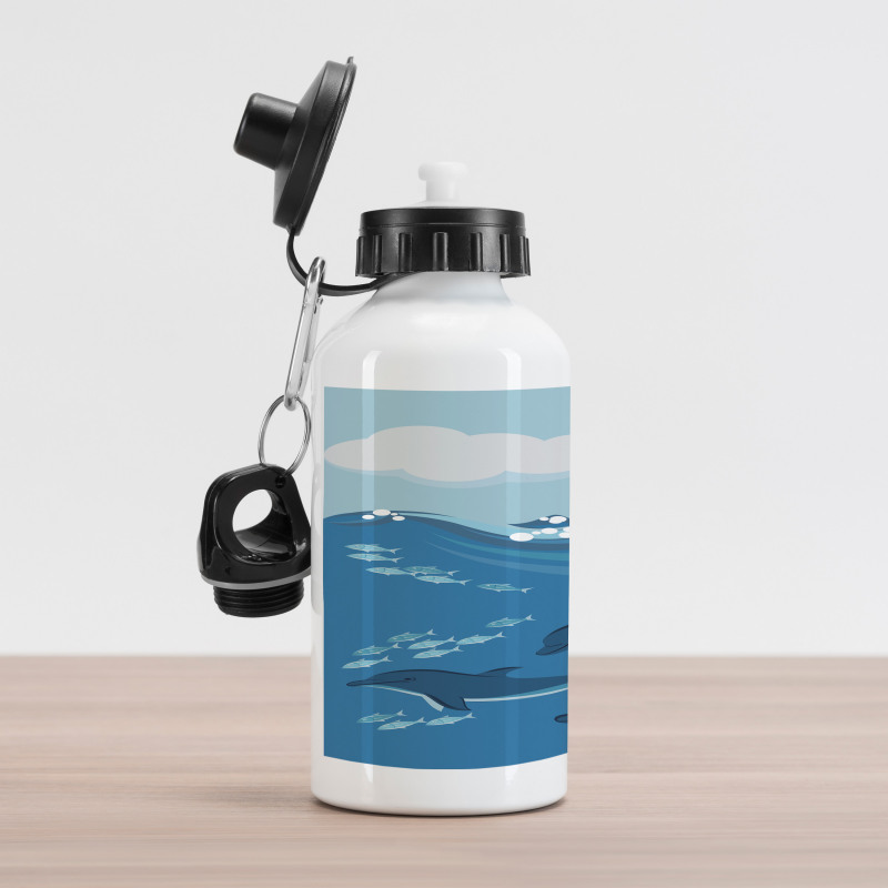 Dolphins and Fish Cartoon Aluminum Water Bottle