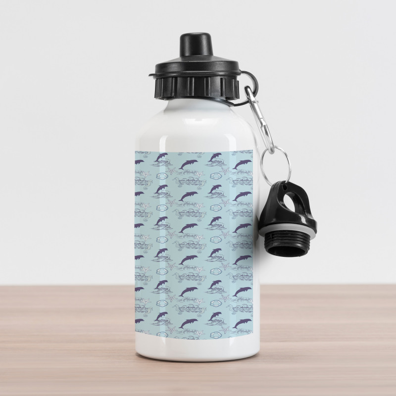 Waves Dolphins Starfish Aluminum Water Bottle