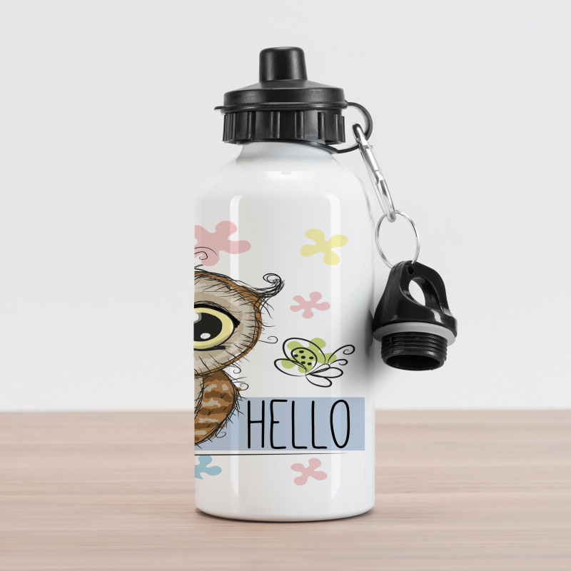 Cartoon Butterfly Hello Aluminum Water Bottle