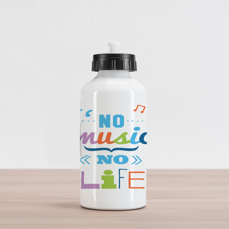 No Music, No Life Slogan Aluminum Water Bottle