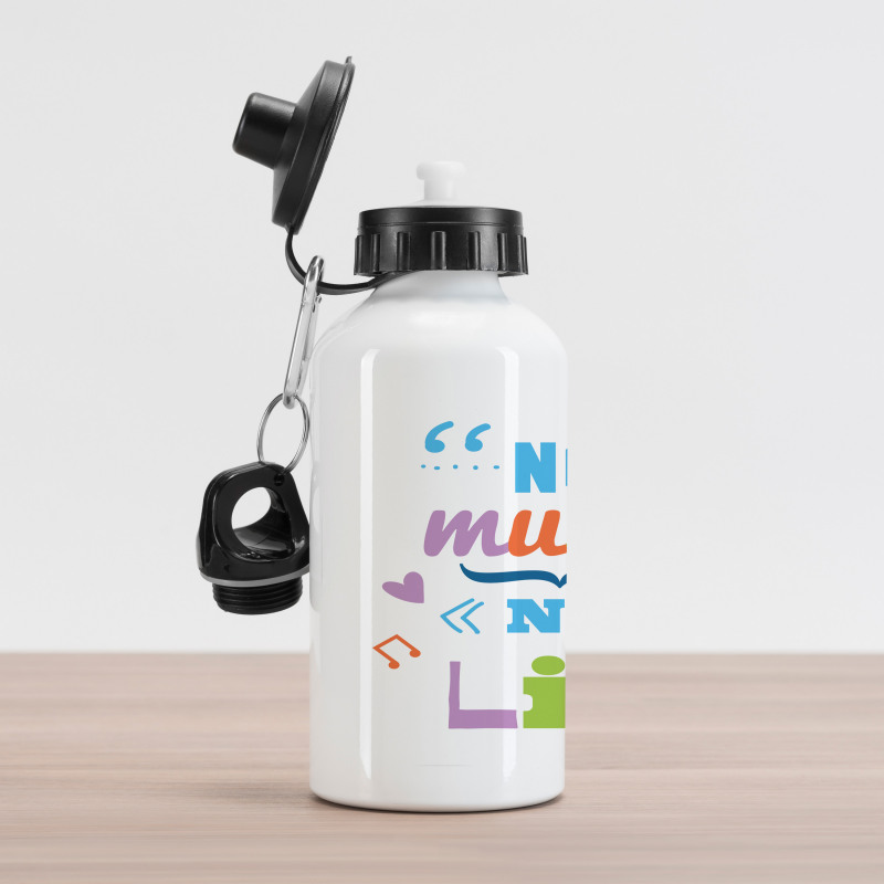 No Music, No Life Slogan Aluminum Water Bottle