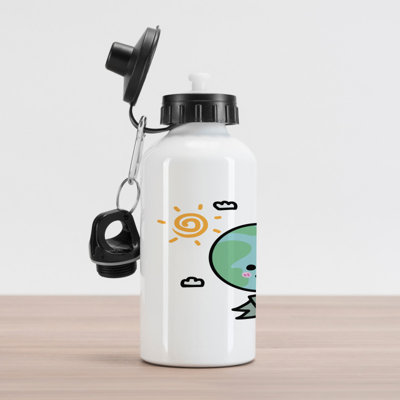 Childish Globe Doodle Aluminum Water Bottle