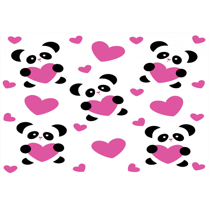 Love Pandas Hearts Aluminum Water Bottle