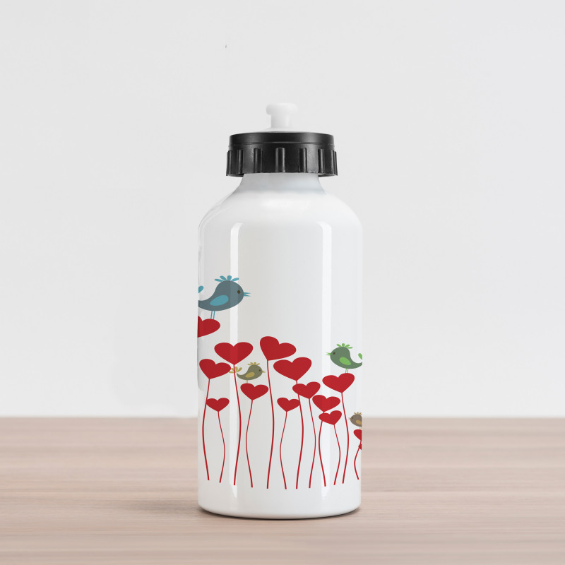 Spring Hearts Birds Aluminum Water Bottle