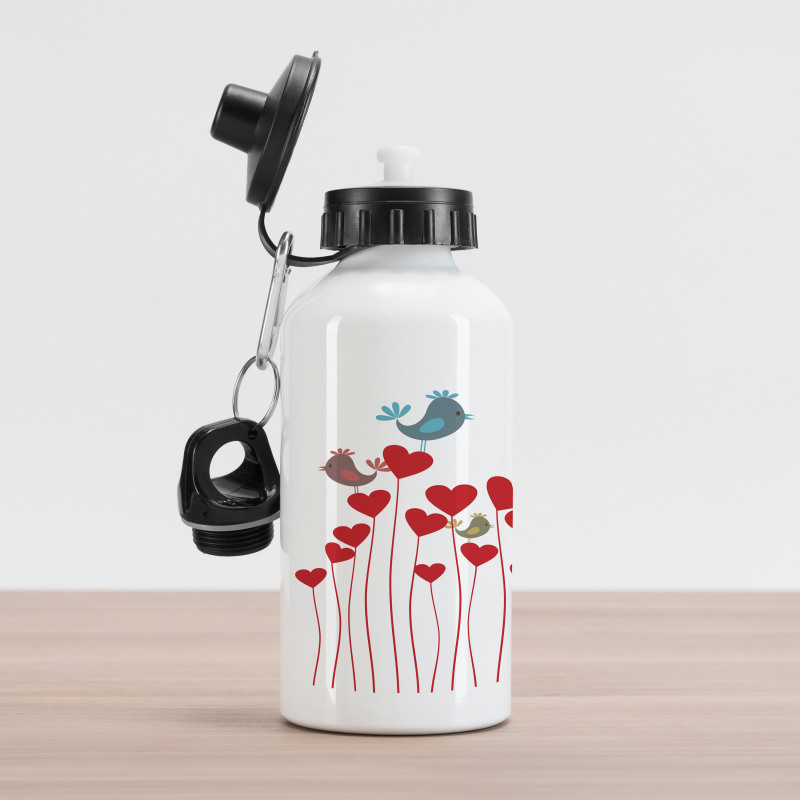 Spring Hearts Birds Aluminum Water Bottle