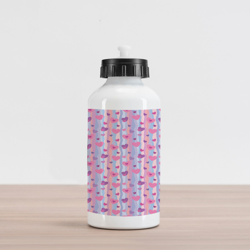 Hearts Stripes Wedding Aluminum Water Bottle