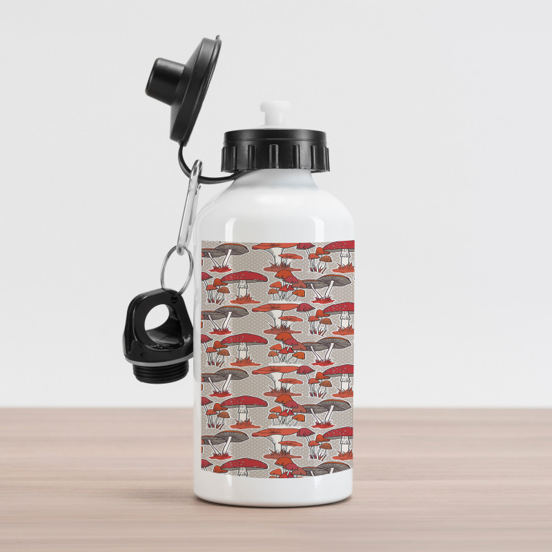 Jungle Fall Mushrooms Aluminum Water Bottle