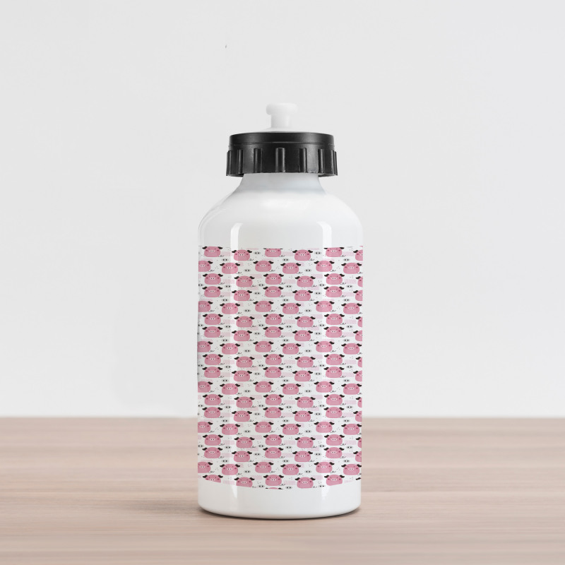 Pigs Polka Dots Lines Aluminum Water Bottle