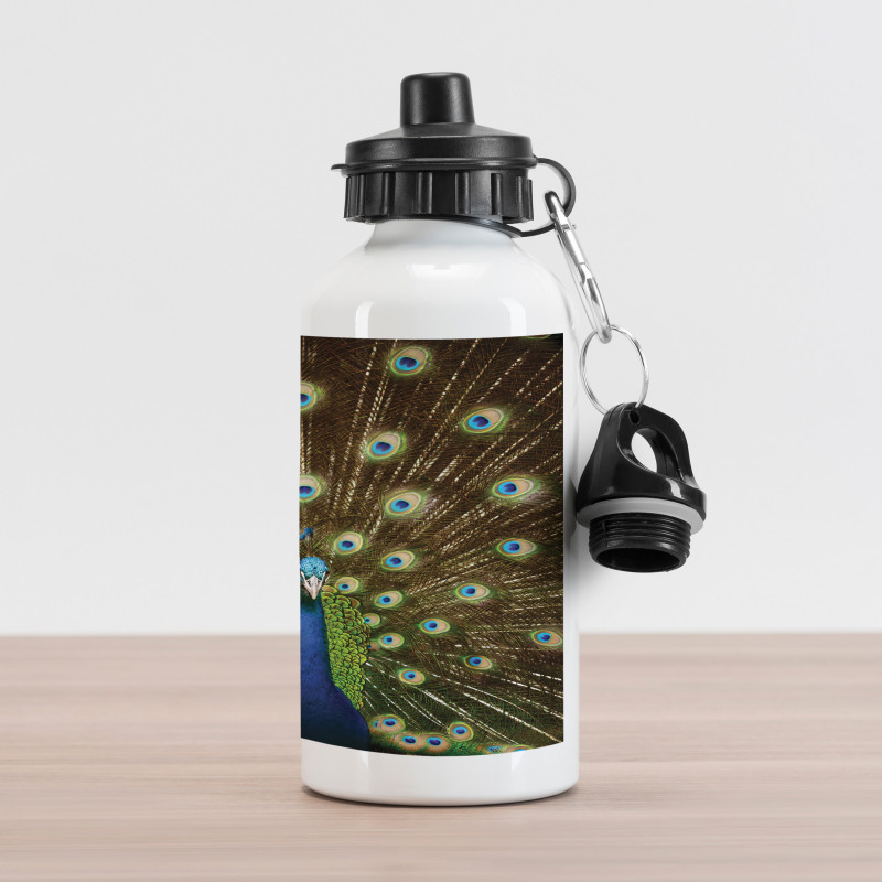 Peacock with Feathers Aluminum Water Bottle