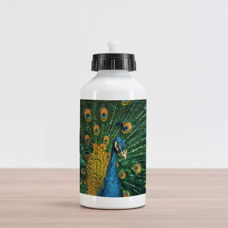 Portrait of the Peacock Aluminum Water Bottle