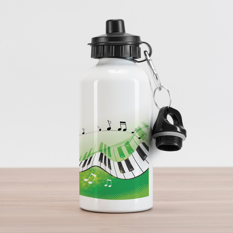 Piano Keys Green Curvy Aluminum Water Bottle