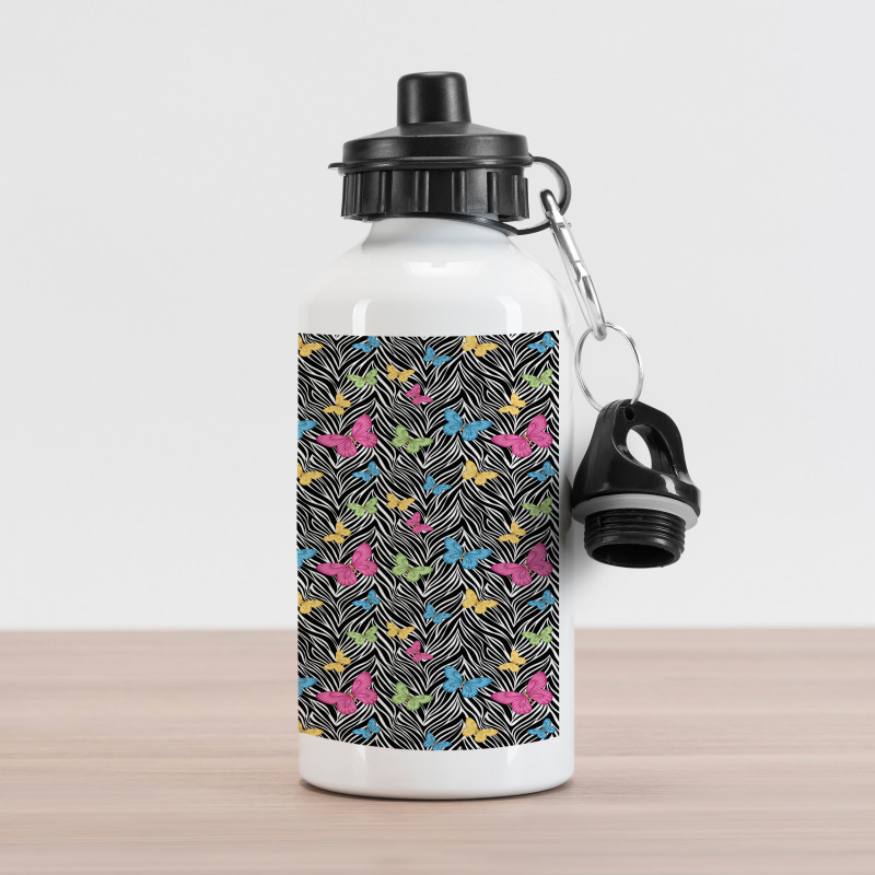Butterflies on Zebra Aluminum Water Bottle