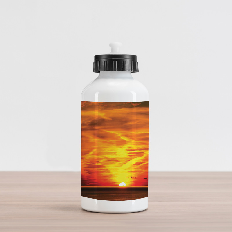 Sunset over Horizon Sea Aluminum Water Bottle