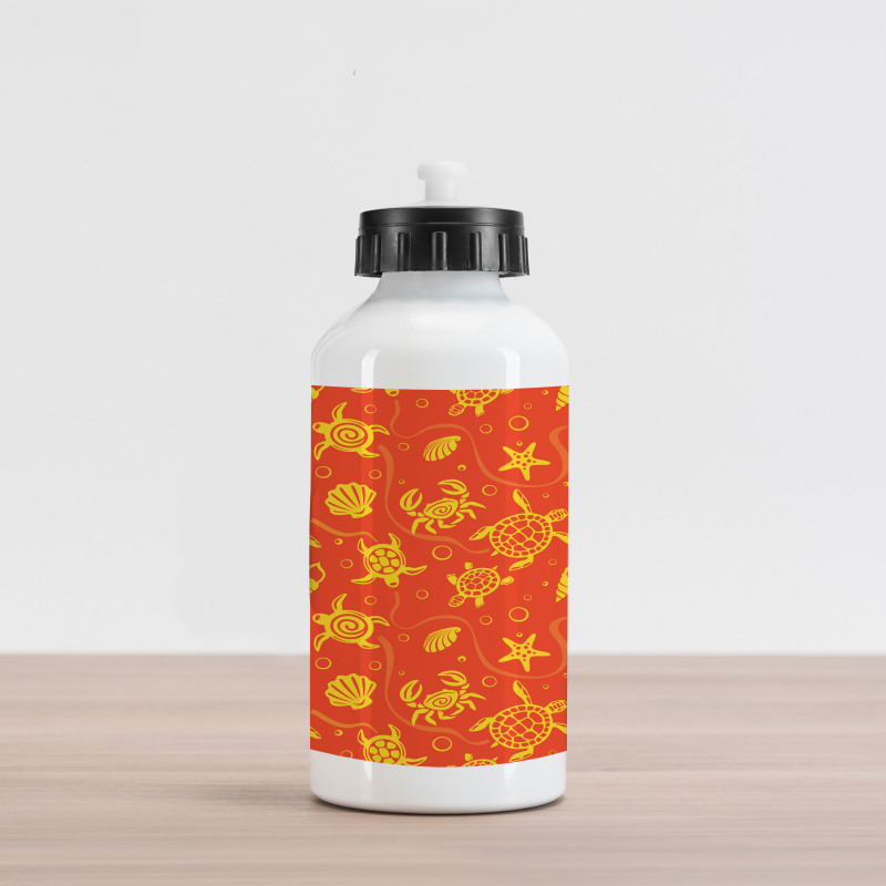 Yellow Turtles Crabs Aluminum Water Bottle