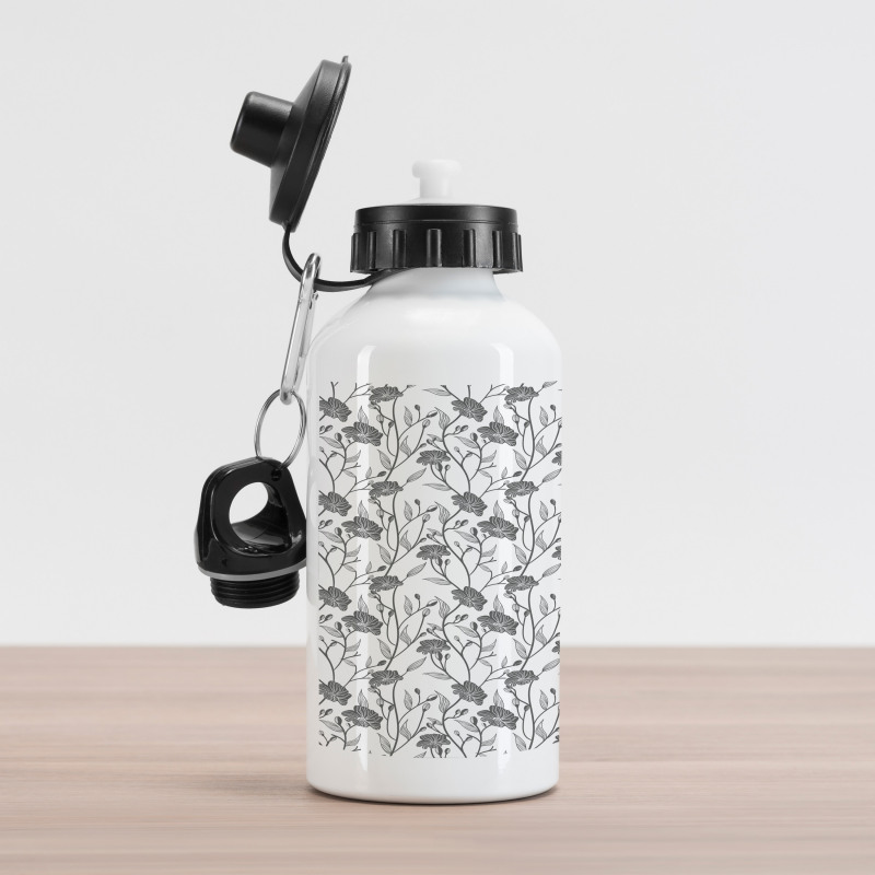 Blooming Flowers Buds Art Aluminum Water Bottle