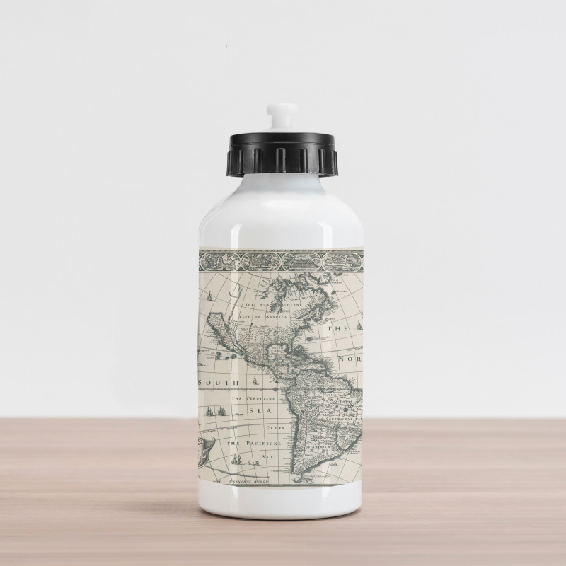 Retro Old America Map Aluminum Water Bottle