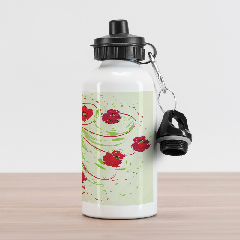 Watercolor Poppy Aluminum Water Bottle