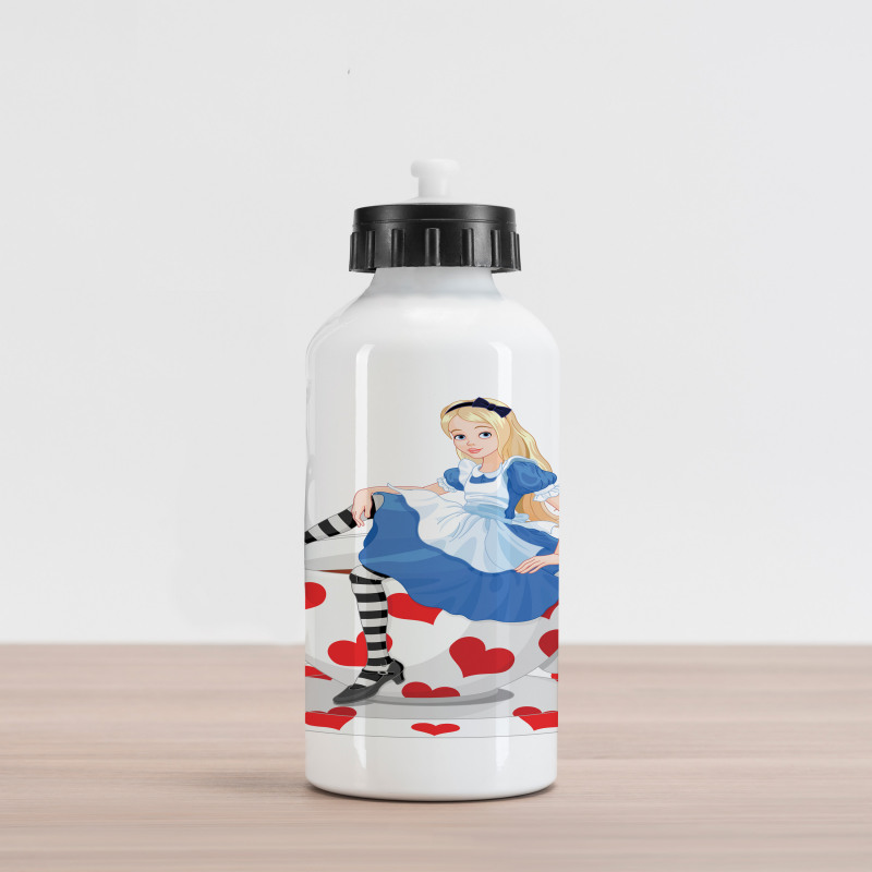 Alice with Cup Aluminum Water Bottle