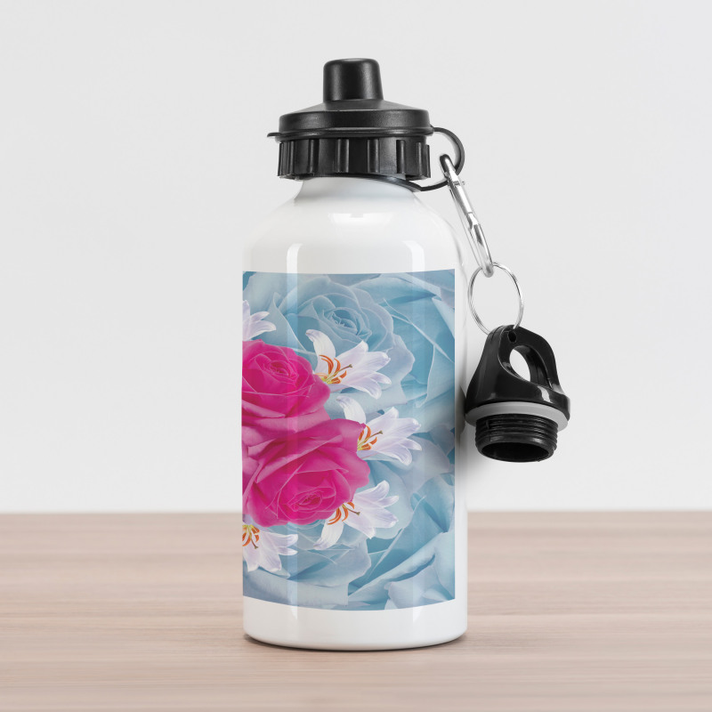 Graphic Roses and Lilies Aluminum Water Bottle