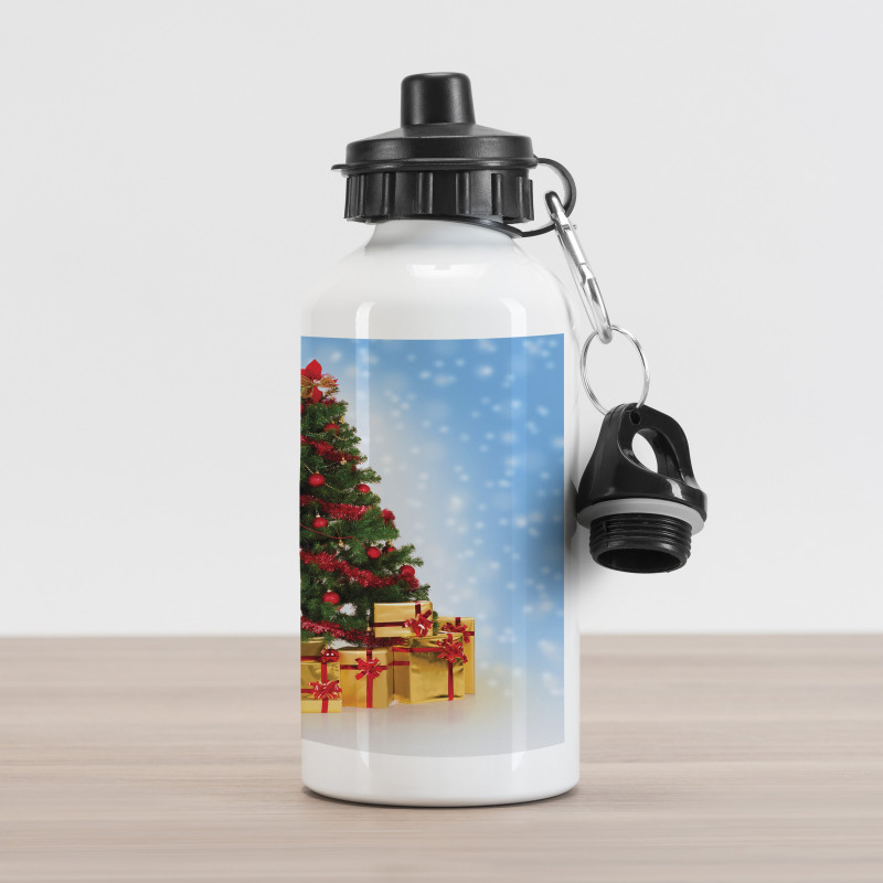 Fir Tree Snowy Weather Aluminum Water Bottle