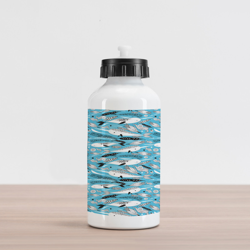 Unicorn Whales Algae Motifs Aluminum Water Bottle